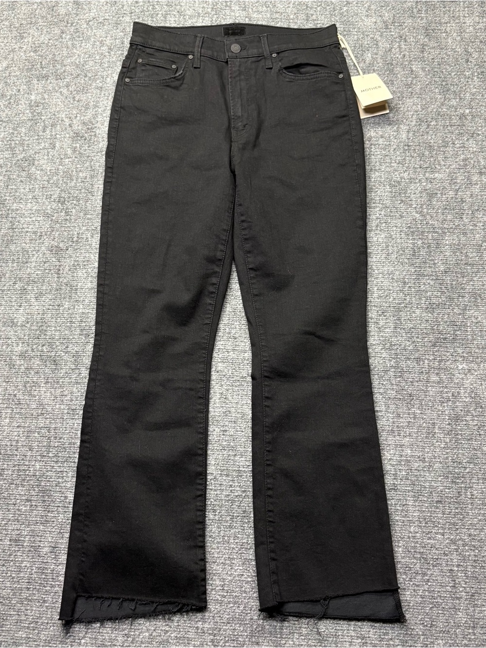 MOTHER Jeans Womens 29 Black Insider Crop Step Fray in Not Guilty USA Made NEW